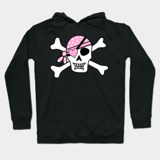 Pink Bandana Pirate Skull And Crossbones Black Jack Jolly Roger Hoodie